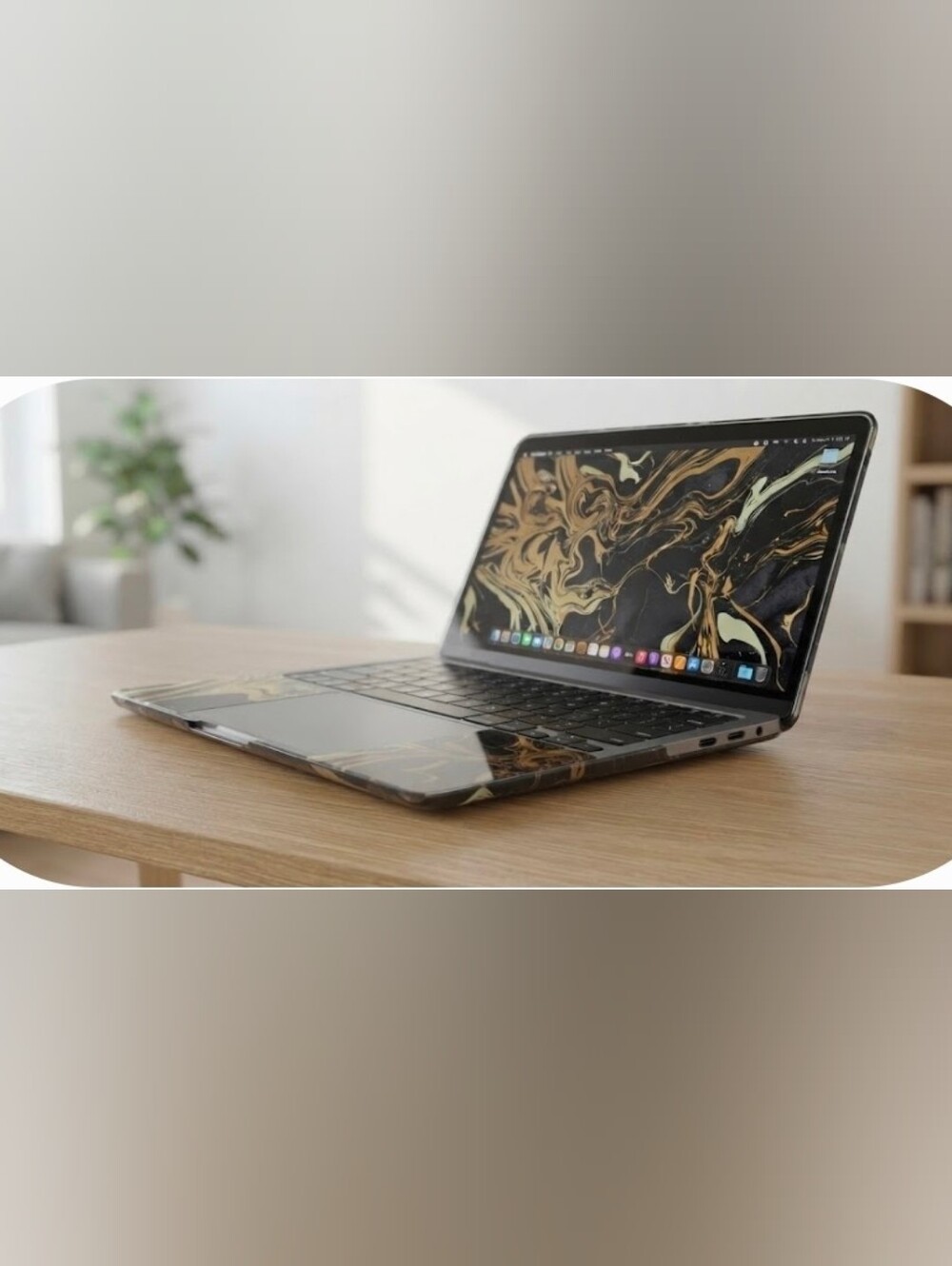Hard Shell Case for MacBook Air 13" (Models A1932, A2179, A2337) - Black & Gold